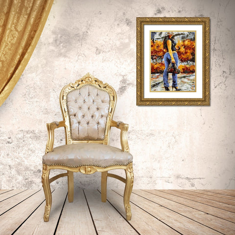 Young Fasshion IV Gold Ornate Wood Framed Art Print with Double Matting by Medeiros, Celito