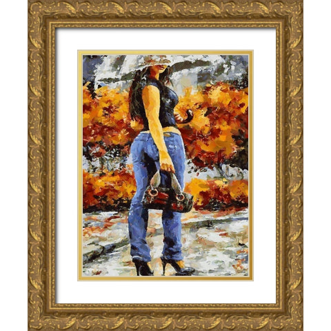 Young Fasshion IV Gold Ornate Wood Framed Art Print with Double Matting by Medeiros, Celito