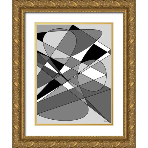 Abstract BW53 Gold Ornate Wood Framed Art Print with Double Matting by Medeiros, Celito