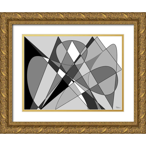 Abstract BW54 Gold Ornate Wood Framed Art Print with Double Matting by Medeiros, Celito