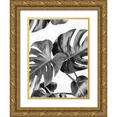 Leaves BW8 Gold Ornate Wood Framed Art Print with Double Matting by Medeiros, Celito