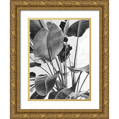 Leaves BW9 Gold Ornate Wood Framed Art Print with Double Matting by Medeiros, Celito
