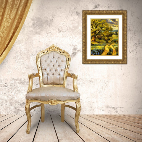 Road in the countryside II Gold Ornate Wood Framed Art Print with Double Matting by Medeiros, Celito