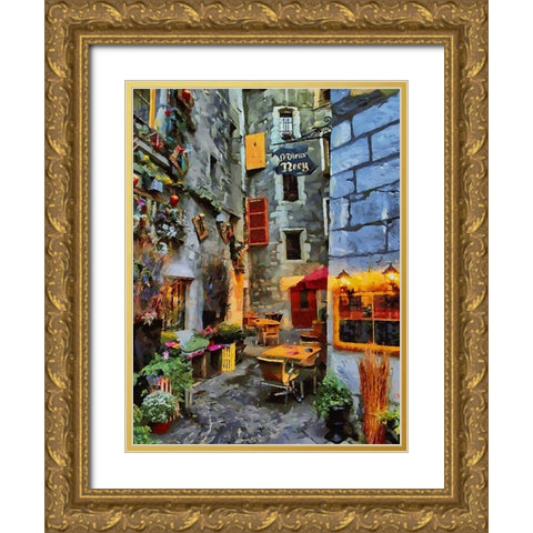 Old Town with the Lights IV Gold Ornate Wood Framed Art Print with Double Matting by Medeiros, Celito