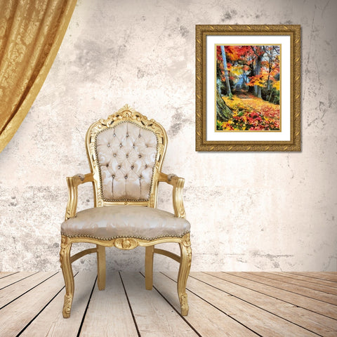 Autumn Way I Gold Ornate Wood Framed Art Print with Double Matting by Medeiros, Celito