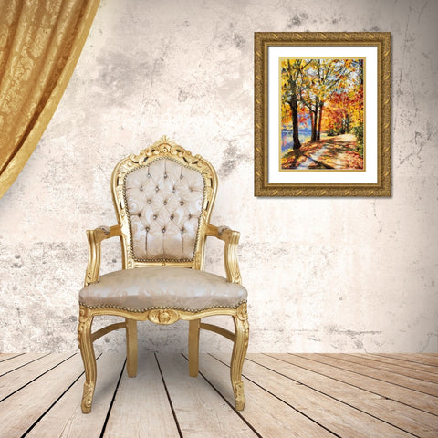 Autumn Way II Gold Ornate Wood Framed Art Print with Double Matting by Medeiros, Celito