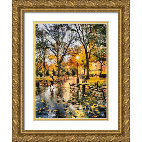 Light in the Park Gold Ornate Wood Framed Art Print with Double Matting by Medeiros, Celito