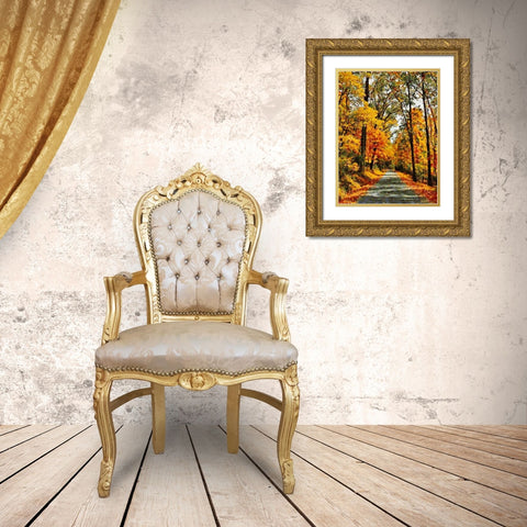 Autumn Way III Gold Ornate Wood Framed Art Print with Double Matting by Medeiros, Celito