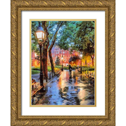 Evening in the Park Gold Ornate Wood Framed Art Print with Double Matting by Medeiros, Celito