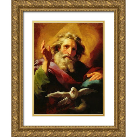 God sens the Holy Spirit Gold Ornate Wood Framed Art Print with Double Matting by Medeiros, Celito