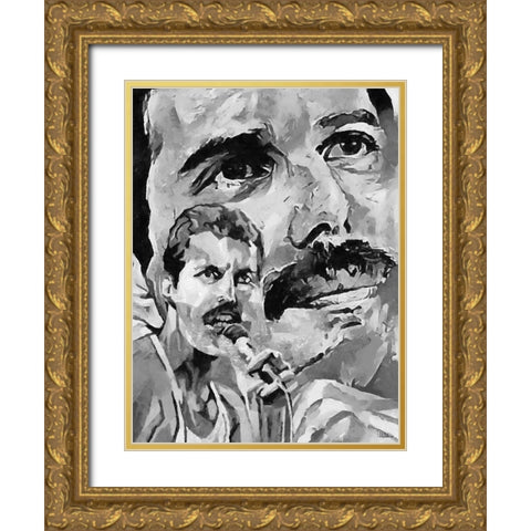 Freddie BW Gold Ornate Wood Framed Art Print with Double Matting by Medeiros, Celito