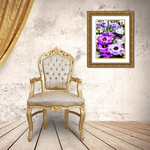 Purple Flowers Gold Ornate Wood Framed Art Print with Double Matting by Medeiros, Celito