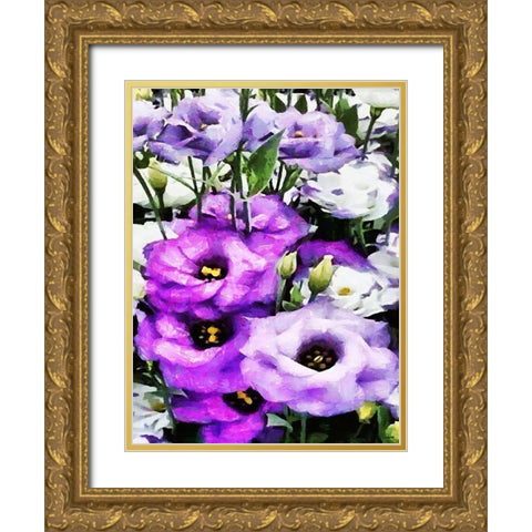 Purple Flowers Gold Ornate Wood Framed Art Print with Double Matting by Medeiros, Celito