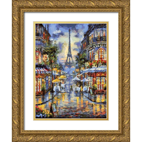 Eiffel Tower View Gold Ornate Wood Framed Art Print with Double Matting by Medeiros, Celito