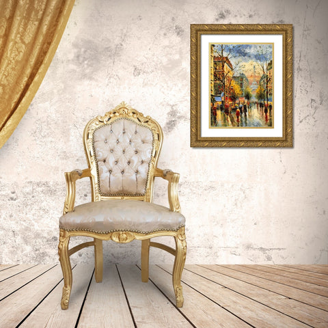 Eiffel Tower from Distance Gold Ornate Wood Framed Art Print with Double Matting by Medeiros, Celito