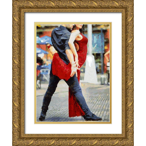 Tango III Gold Ornate Wood Framed Art Print with Double Matting by Medeiros, Celito