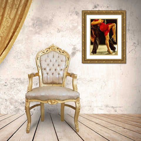 Tango IV Gold Ornate Wood Framed Art Print with Double Matting by Medeiros, Celito