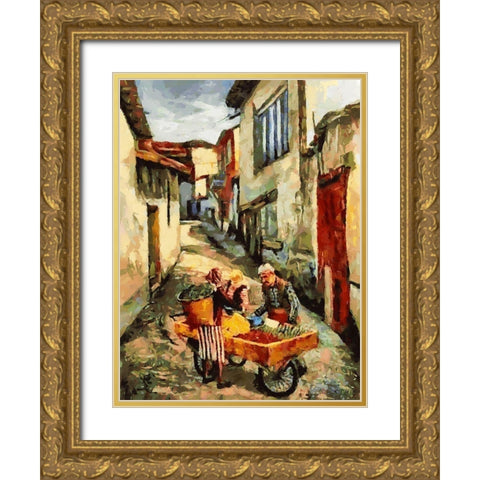 Street Vendor Gold Ornate Wood Framed Art Print with Double Matting by Medeiros, Celito