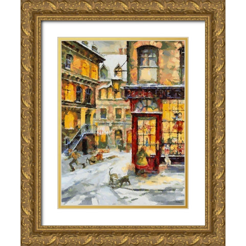 Time before Christmas Gold Ornate Wood Framed Art Print with Double Matting by Medeiros, Celito