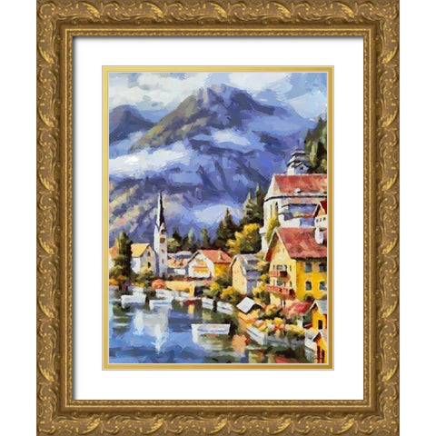 Lake in Austria Gold Ornate Wood Framed Art Print with Double Matting by Medeiros, Celito