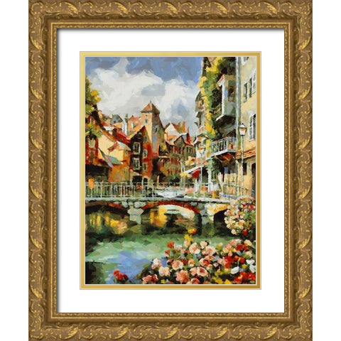 A River in Austria Gold Ornate Wood Framed Art Print with Double Matting by Medeiros, Celito