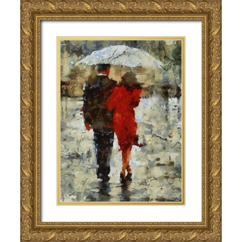 Under Umbrella I Gold Ornate Wood Framed Art Print with Double Matting by Medeiros, Celito