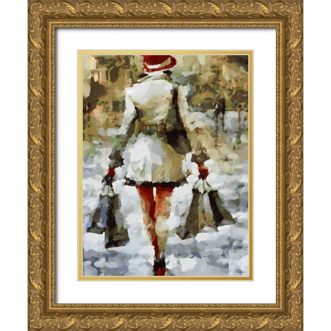 Going home from Shopping Gold Ornate Wood Framed Art Print with Double Matting by Medeiros, Celito