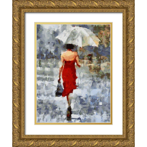 Under Umbrella III Gold Ornate Wood Framed Art Print with Double Matting by Medeiros, Celito