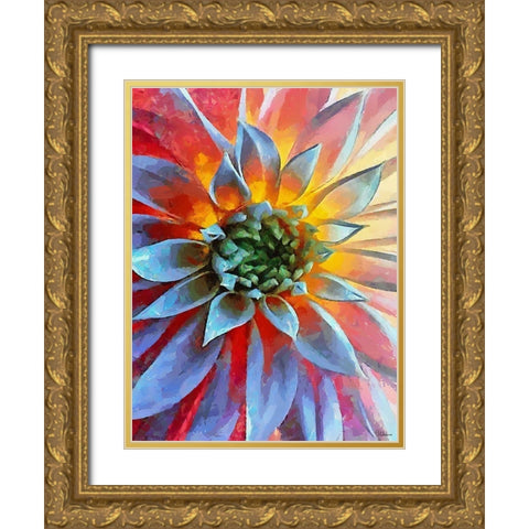 Flower in Red II Gold Ornate Wood Framed Art Print with Double Matting by Medeiros, Celito