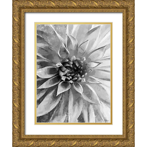 Leaves BW12 Gold Ornate Wood Framed Art Print with Double Matting by Medeiros, Celito