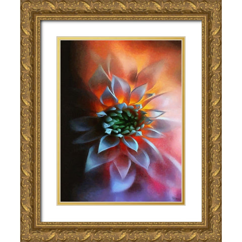 Flower in Red III Gold Ornate Wood Framed Art Print with Double Matting by Medeiros, Celito