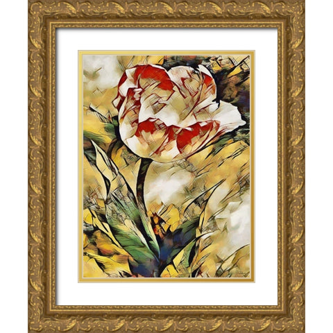 Tulip other way Gold Ornate Wood Framed Art Print with Double Matting by Medeiros, Celito