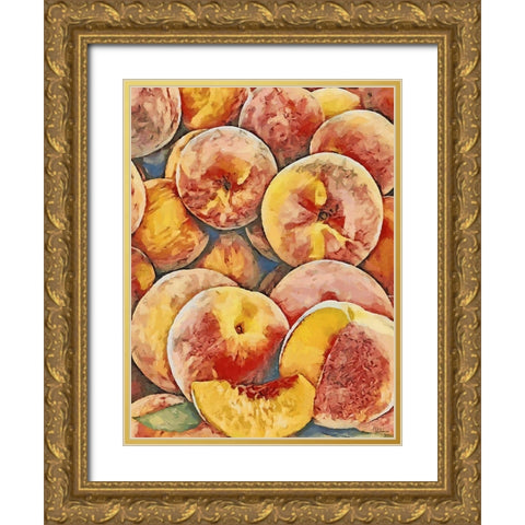Peaches Gold Ornate Wood Framed Art Print with Double Matting by Medeiros, Celito