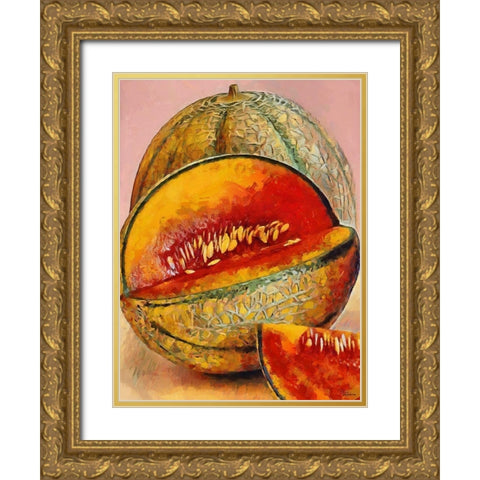 Yellow Melon Gold Ornate Wood Framed Art Print with Double Matting by Medeiros, Celito