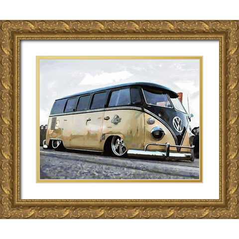 Good Old VW Van II Gold Ornate Wood Framed Art Print with Double Matting by Medeiros, Celito