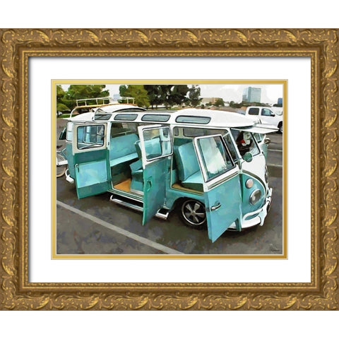 Good Old VW Van X Gold Ornate Wood Framed Art Print with Double Matting by Medeiros, Celito