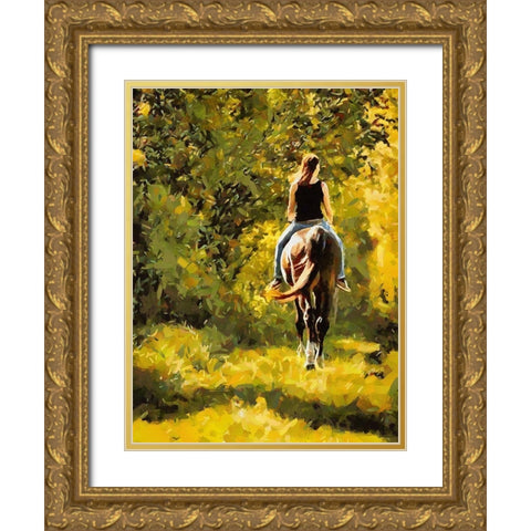 Horse Riding III Gold Ornate Wood Framed Art Print with Double Matting by Medeiros, Celito