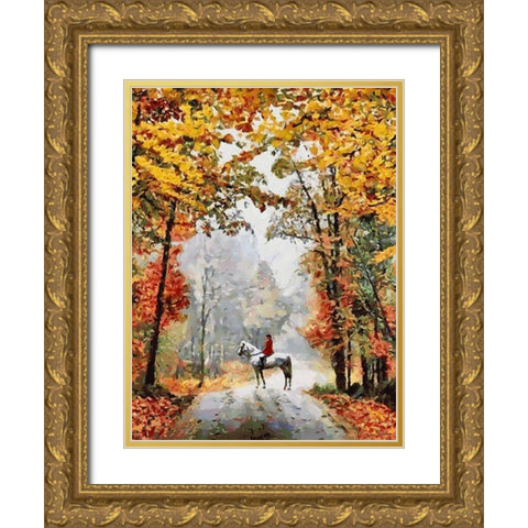 Horse Riding IV Gold Ornate Wood Framed Art Print with Double Matting by Medeiros, Celito