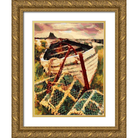 Old Boat Gold Ornate Wood Framed Art Print with Double Matting by Medeiros, Celito