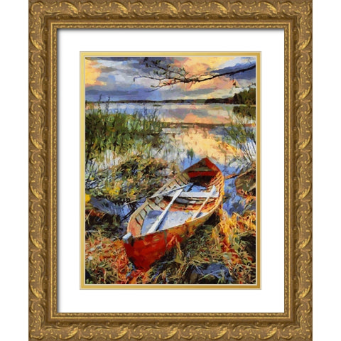 Old Boat II Gold Ornate Wood Framed Art Print with Double Matting by Medeiros, Celito