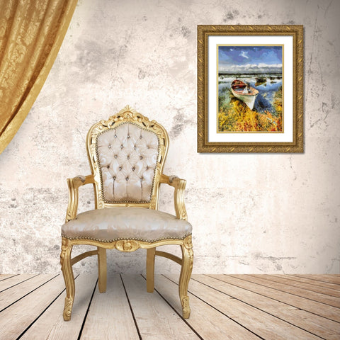 Old Boat III Gold Ornate Wood Framed Art Print with Double Matting by Medeiros, Celito