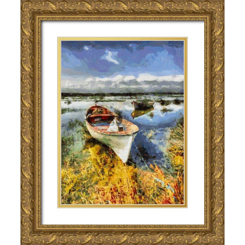 Old Boat III Gold Ornate Wood Framed Art Print with Double Matting by Medeiros, Celito