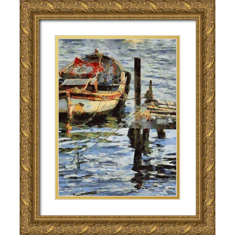 Old Boat IV Gold Ornate Wood Framed Art Print with Double Matting by Medeiros, Celito