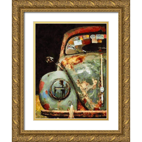 Rusty Beatle Gold Ornate Wood Framed Art Print with Double Matting by Medeiros, Celito