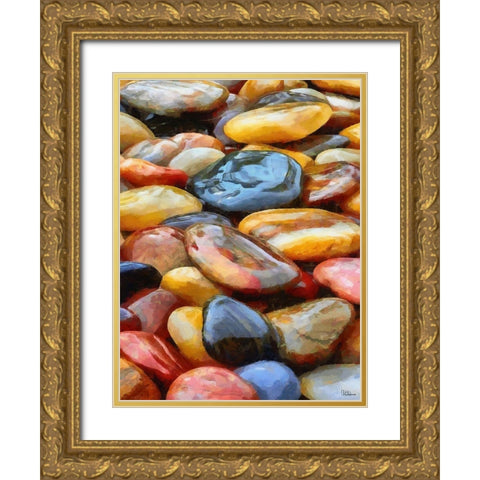 Colorful Pebbles Gold Ornate Wood Framed Art Print with Double Matting by Medeiros, Celito