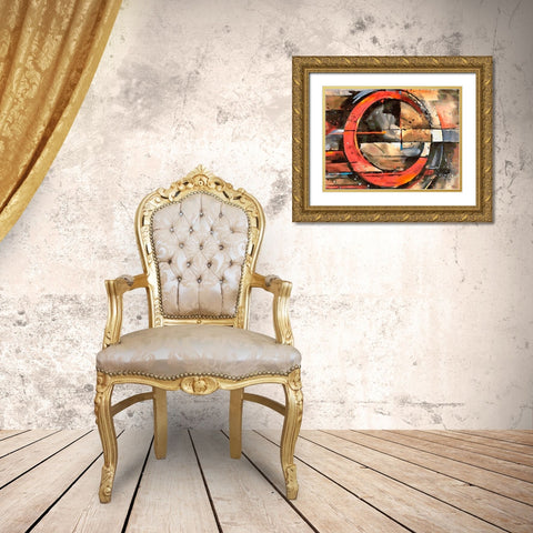 Red Wheel Gold Ornate Wood Framed Art Print with Double Matting by Medeiros, Celito