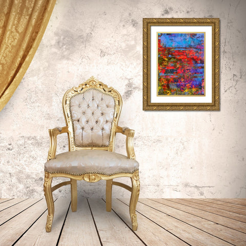 Red , Blue and Yellow Gold Ornate Wood Framed Art Print with Double Matting by Medeiros, Celito