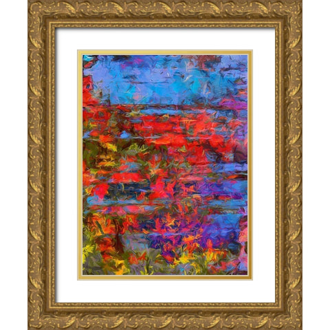 Red , Blue and Yellow Gold Ornate Wood Framed Art Print with Double Matting by Medeiros, Celito