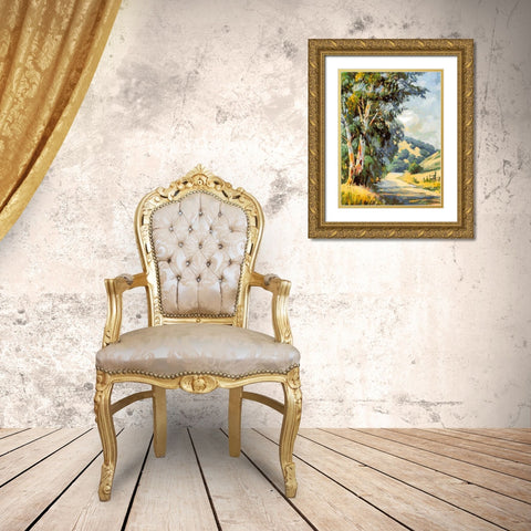 Country Way Gold Ornate Wood Framed Art Print with Double Matting by Medeiros, Celito