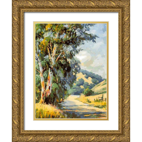 Country Way Gold Ornate Wood Framed Art Print with Double Matting by Medeiros, Celito